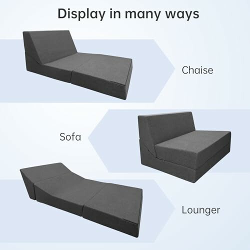 Convertible furniture displayed as chaise, sofa, and lounger.