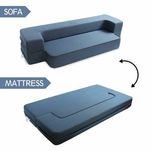 Convertible sofa that transforms into a mattress.