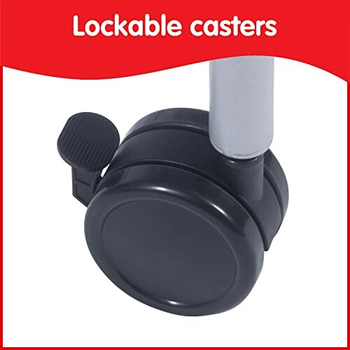 Close-up of a lockable caster wheel.